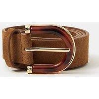 Accessorize Resin Buckle Suede Belt - Brown