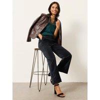 Fatface Womens Hove Velvet Wide Leg Stretch Trousers - Black