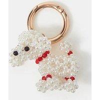 Accessorize Beaded Poodle Bag Charm - Cream