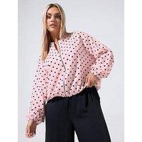 Yours Curve Polka Dot Zip Bomber Jacket - Pink