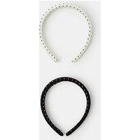 Accessorize 2 Pack Monochrome Polka Dot Headbands