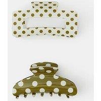 Accessorize 2 Pack Polka Dot Hair Claw Clips - Green