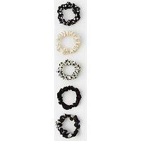 Accessorize 5 Pack Monochrome Polka Dot Hair Scrunchies