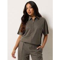 Pixiegirl Petite Brushed Short Sleeve Jacket - Brown