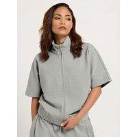Pixiegirl Petite Brushed Funnel Neck Short Sleeve Jacket - Grey