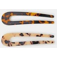 Accessorize Tortoiseshell Effect Resin French Hair Pin Set 2 Pack