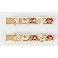 Accessorize Gemstone Barrette Hair Clip Set 2 Pack - Gold