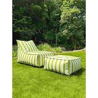 Rucomfy Striped Lounger - Olive Green - Matching Ottoman