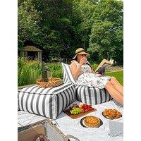 Rucomfy Striped Lounger - Grey - Matching Ottoman