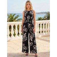 Roman Floral Print Chiffon Jumpsuit