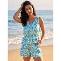 Roman Dusk Abstract V-Neck Playsuit