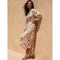 Roman Zebra Print Twist Front Midi Dress