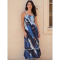 Roman Dusk Abstract Ric Rac Maxi Dress