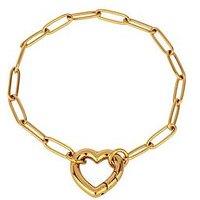 The Love Collection Gold Plated Stainless Steel Heart Clasp Paperclip Link Bracelet