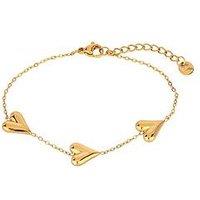 The Love Collection Gold Plated Stainless Steel Multi Heart Bracelet