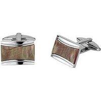 The Love Collection Stainless Steel Cufflinks With Grey Mother Of Pearl Inlay