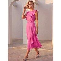 Roman Chiffon Frill Front Midi Dress