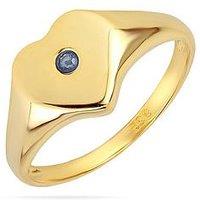 The Love Collection Gold Plated Sterling Silver Birthstone Heart Signet Ring