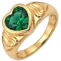 The Love Collection Gold Plated Stainless Steel Heart Emerald Cz Ring