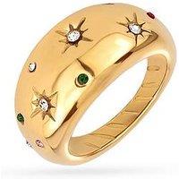 The Love Collection Gold Plated Stainless Steel Dome Bombe Cz Set Ring