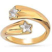 The Love Collection Gold Plated Stainless Steel Star Cz Ring