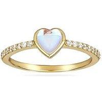 The Love Collection Gold Plated Sterling Silver Moontstone And Cz Heart Ring