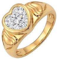 The Love Collection Gold Plated Stainless Steel Heart Cz Ring