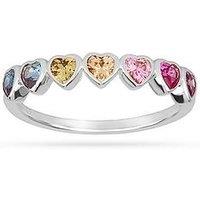 The Love Collection Sterling Silver Rainbow Heart Cz Ring