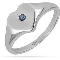 The Love Collection Sterling Silver Birthstone Heart Signet Ring