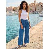 Roman Petite Stitch Pocket Wide Leg Jeans