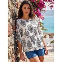 Roman Printed Curve Sleeve Top