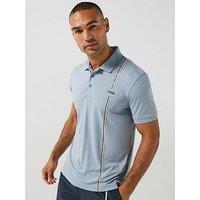 Boss Mens Active Quick-Dry Polo Shirt With Signature Stripe - Grey
