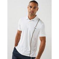Boss Mens Active Quick-Dry Polo Shirt With Signature Stripe - White