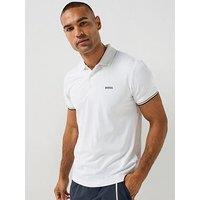 Boss Active Slim-Fit Polo Shirt With Embossed Tennis-Ball Jacquard Pattern - White