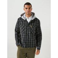 Lyle & Scott Mens Broad Windowpane Check Hooded Overshirt - Black