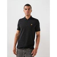 Lyle & Scott Mens Quarter Zip Cotton-Stretch Polo Shirt - Black