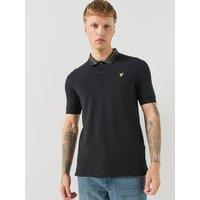 Lyle & Scott Mens Tartan Collar Stretch Polo Shirt - Black