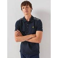 Lyle & Scott Check Panelled Polo Shirt - Navy