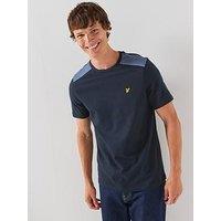 Lyle & Scott Check Panelled T-Shirt - Navy
