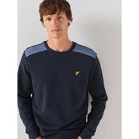 Lyle & Scott Lyle & Scott Check Panelled Crew Sweatshirt - Navy