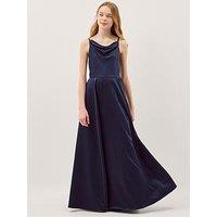 Monsoon Girls Satin Cowl Neck Prom Dress - Navy