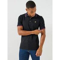 Lyle & Scott Men'S Tipped Polo Shirt With Eagle Logo Detail - Black