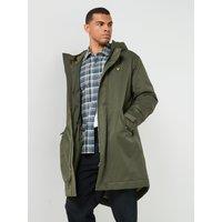 Lyle & Scott Mens Padded Water-Resistant Fishtail Parka Coat - Green