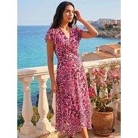 Roman Animal Print Twist Front Midi Dress