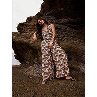 Mint Velvet Geo Print Wide Trousers - Black