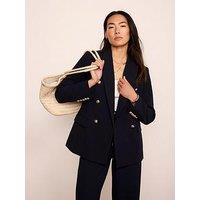 Mint Velvet Navy Gold Button Blazer - Blue