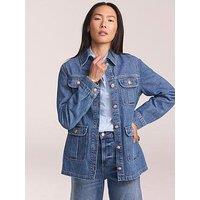 Mint Velvet Mid Indigo Denim Shacket - Blue