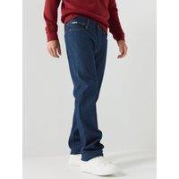 Guess Jeans Mens Straight Fit Five-Pocket Dark Blue Jeans - Dark Blue
