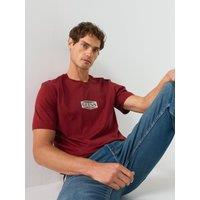 Guess Jeans Mens Regular Fit Logo Crew Neck T-Shirt - Red