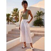 Roman Textured Floral Cropped Wide Leg Trouser